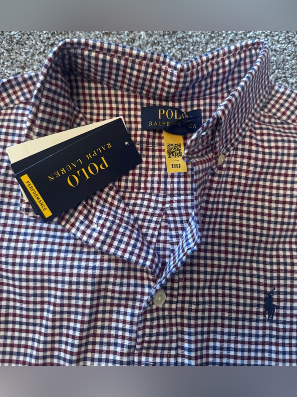 Polo Ralph Lauren Boy's Gingham Check Shirt Size L 14-16 NWT Red White Blue